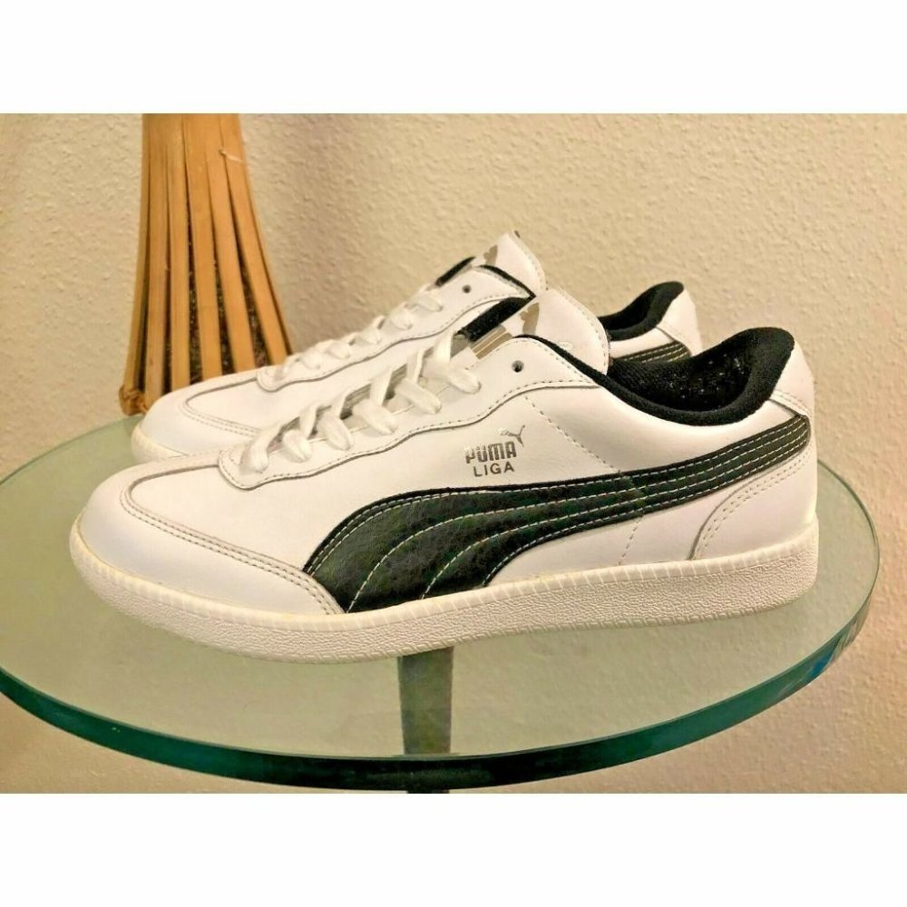 PUMA MEN'S RETRO LEATHER SNEAKERS WHITE SIZE 6.5